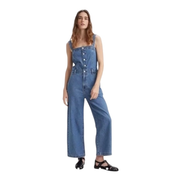 Levi's Pants - Levi’s Drea Jumpsuit Overalls Button Front Smocked Back XS